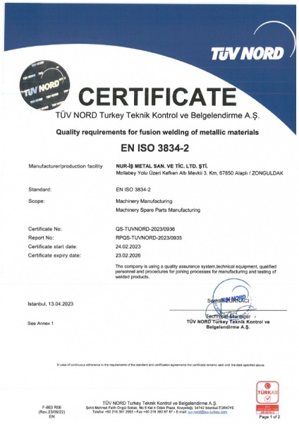 ISO 3834-2 TÜV NORD
